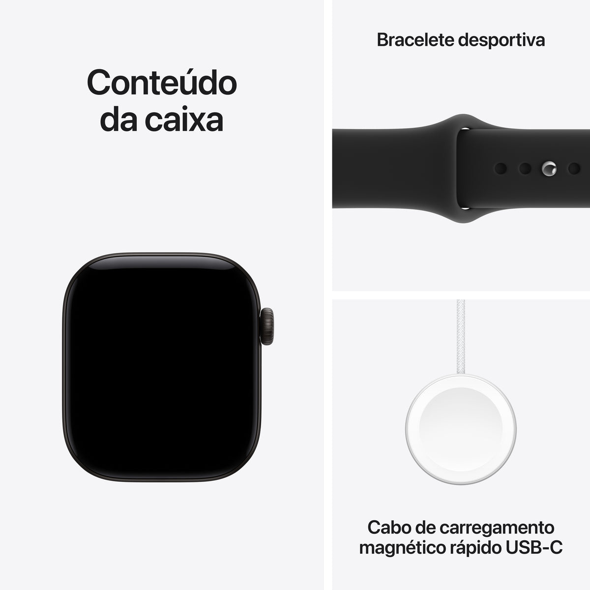 Apple Watch Series 12 GPS + Cellular, caixa em alumínio preto de 42 mm com Bracelete desportiva preta - M/L