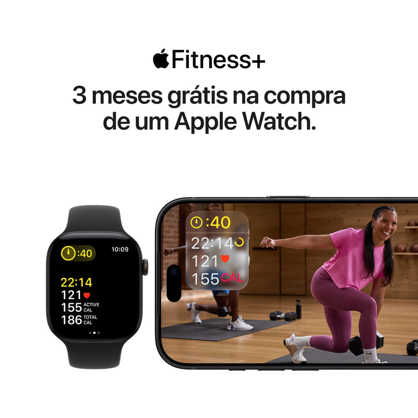 Apple Watch Series 12 GPS + Cellular, caixa em alumínio preto de 42 mm com Bracelete desportiva preta - M/L