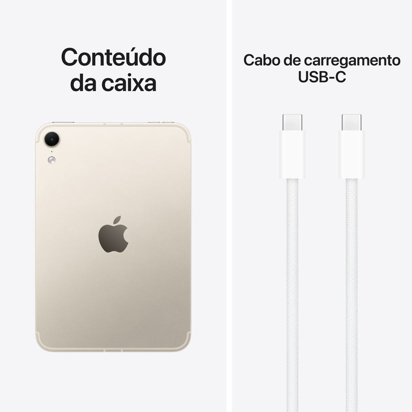 iPad mini Wi-Fi + Cellular 128 GB Vidro padrão - Luz das estrelas (A20 Pro)