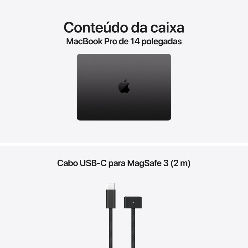 MacBook Pro de 14 polegadas: Processador M6 da Apple com CPU 12‑Core e GPU 12‑Core, 1 TB SSD - Preto sideral
