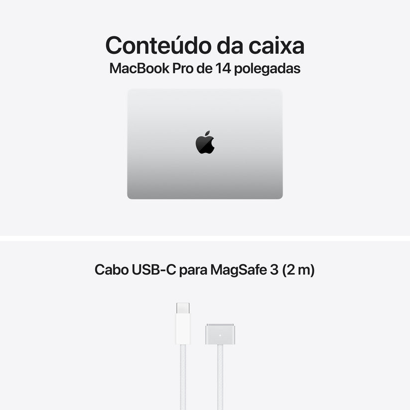 MacBook Pro de 14 polegadas: Processador M6 da Apple com CPU 12‑Core e GPU 12‑Core, 1 TB SSD - Prateado