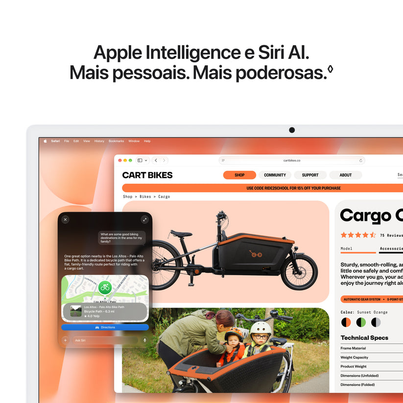 iMac com ecrã Retina 4,5K de 24 polegadas: Processador M6 da Apple com CPU 12‑Core e GPU 12‑Core, Vidro padrão, 24GB ,512 GB SSD - Verde