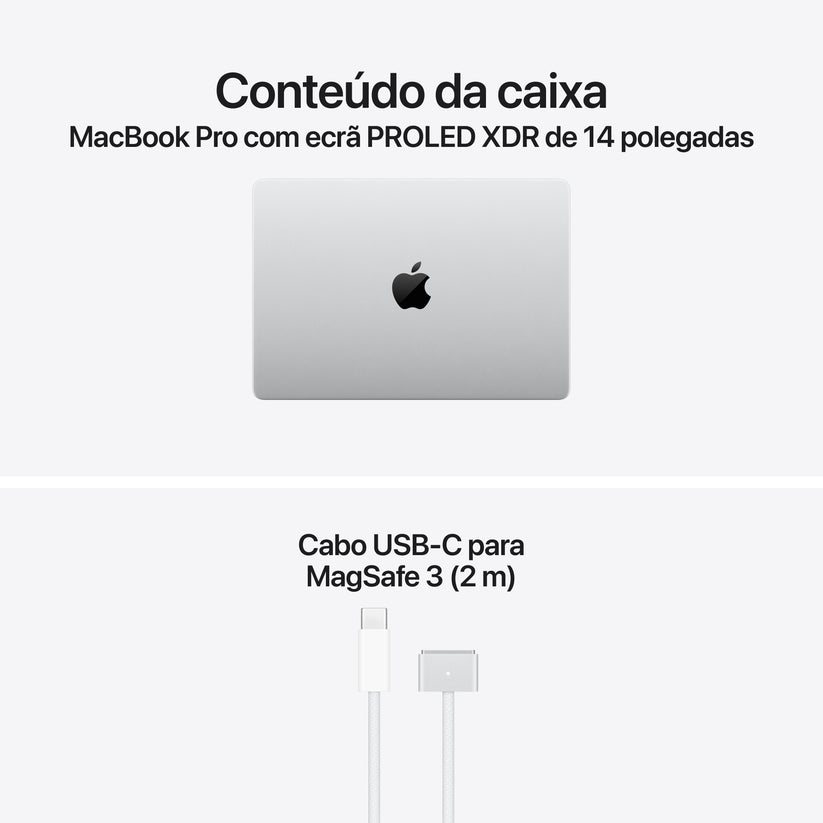 MacBook Pro de 14 polegadas com ecrã PROLED XDR: Processador M5 Max da Apple com CPU 18‑Core e GPU 32‑Core, 2 TB SSD - Prateado