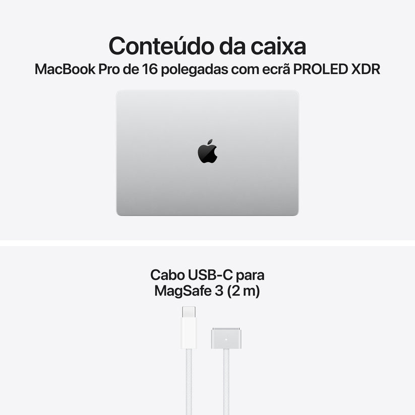 MacBook Pro de 16 polegadas com ecrã PROLED XDR: Processador M5 Max da Apple com CPU 18‑Core e GPU 40‑Core, 2 TB SSD - Prateado