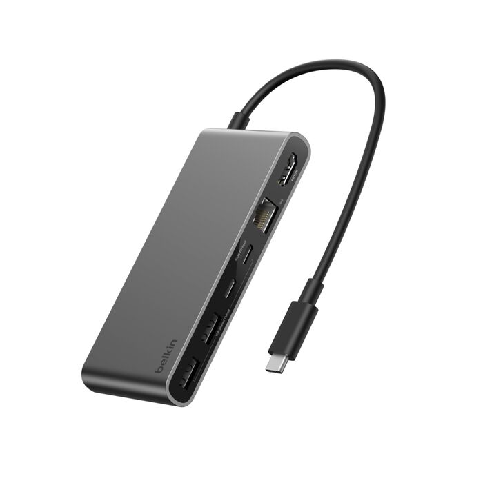 Hub 8 em 1 para ligação USB-C - Prateado