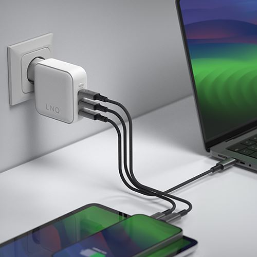 Carregador de parede Linkcom 4 entradas USB (3 USB-C+1 USB-A), 140 W