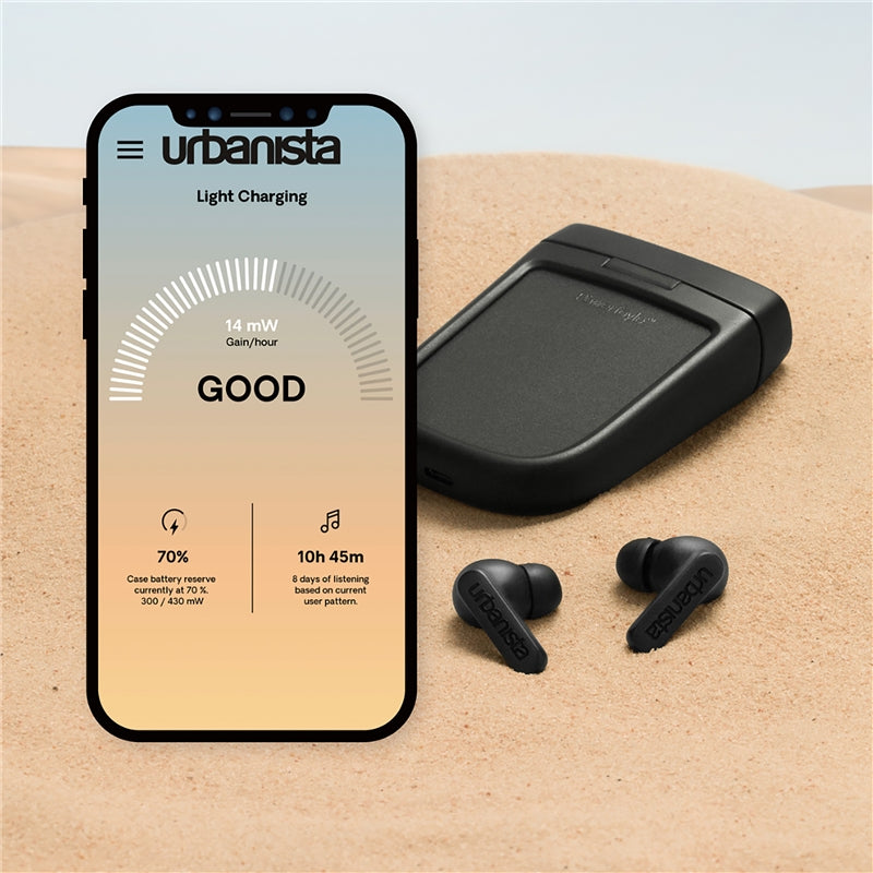 Auriculares a bateria solar com cancelamento de ruído da Urbanista