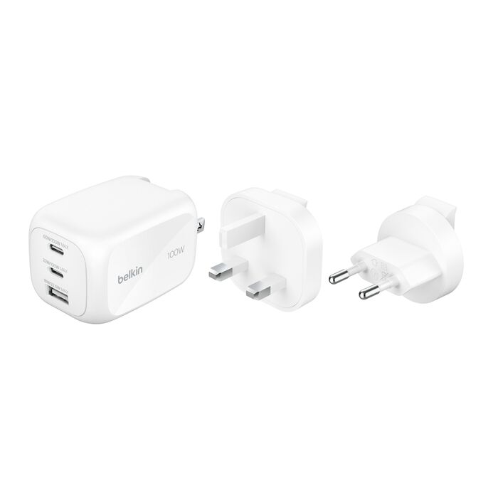 Carregador de viagem (EU & UK) Belkin BOOST CHARGE 100w 3 em 1 - Branco
