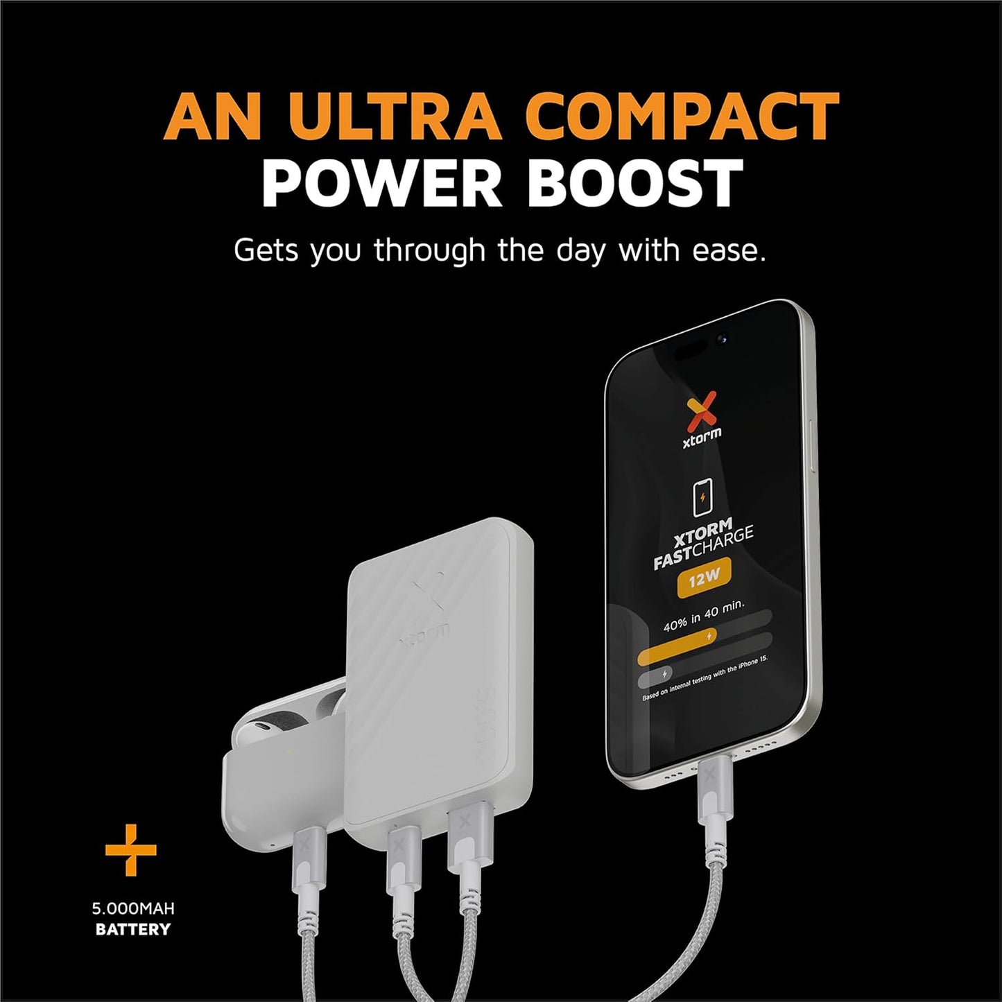 Powerbank Xtorm 12W Go2 5.000 - Cinza