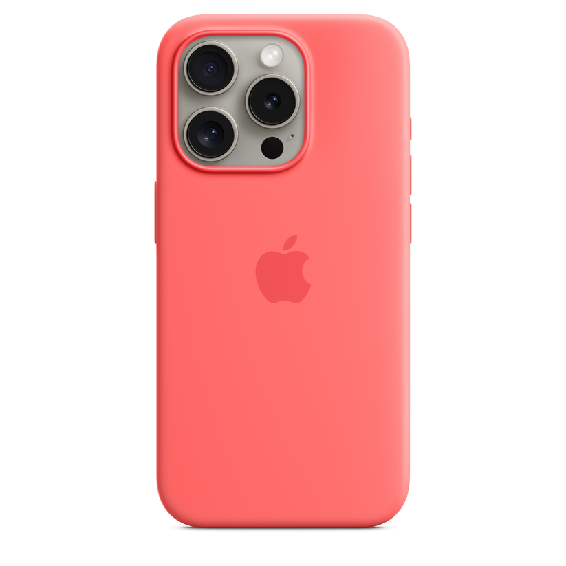 Capa em silicone com MagSafe para iPhone 15 Pro - Goiaba