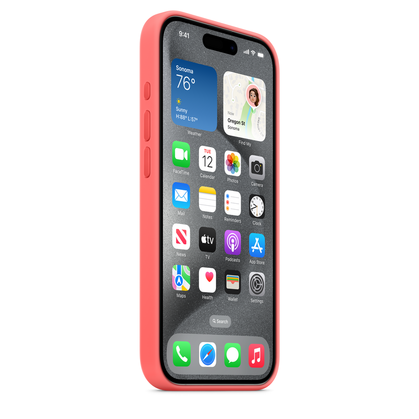 Capa em silicone com MagSafe para iPhone 15 Pro - Goiaba