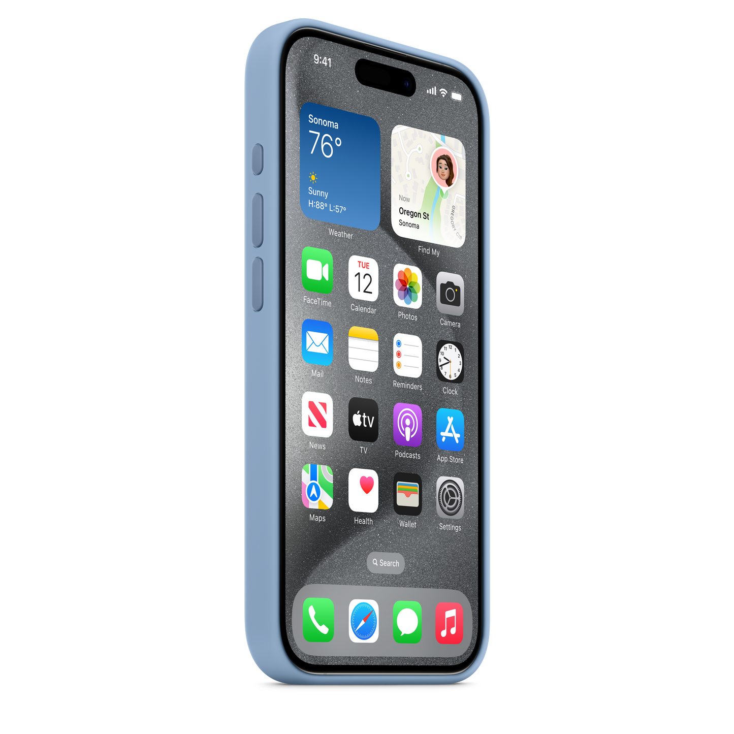 Capa em silicone com MagSafe para iPhone 15 Pro - Azul‑inverno