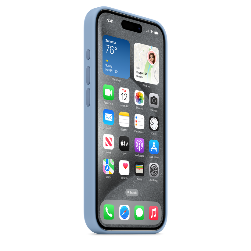 Capa em silicone com MagSafe para iPhone 15 Pro - Azul‑inverno