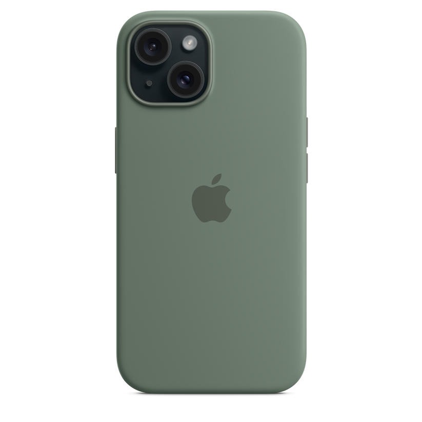 Capa em silicone com MagSafe para iPhone 15 - Cipreste