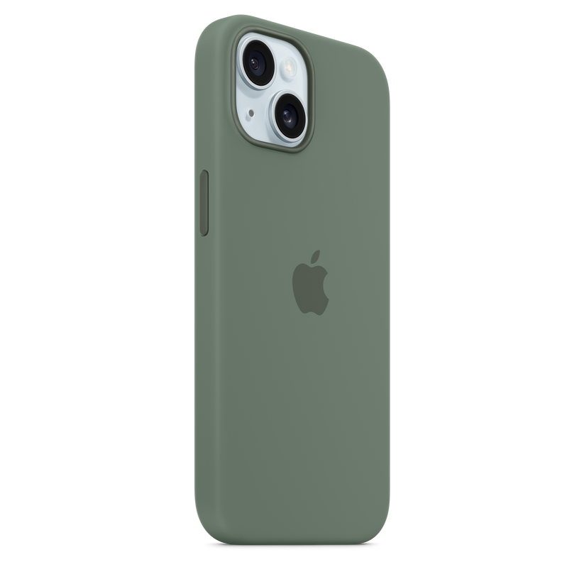 Capa em silicone com MagSafe para iPhone 15 - Cipreste