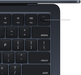 Vista de cima do teclado com Touch ID do MacBook Air