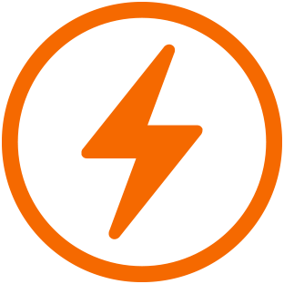 Ícone de um relâmpago laranja dentro de um círculo laranja a indicar as horas de autonomia